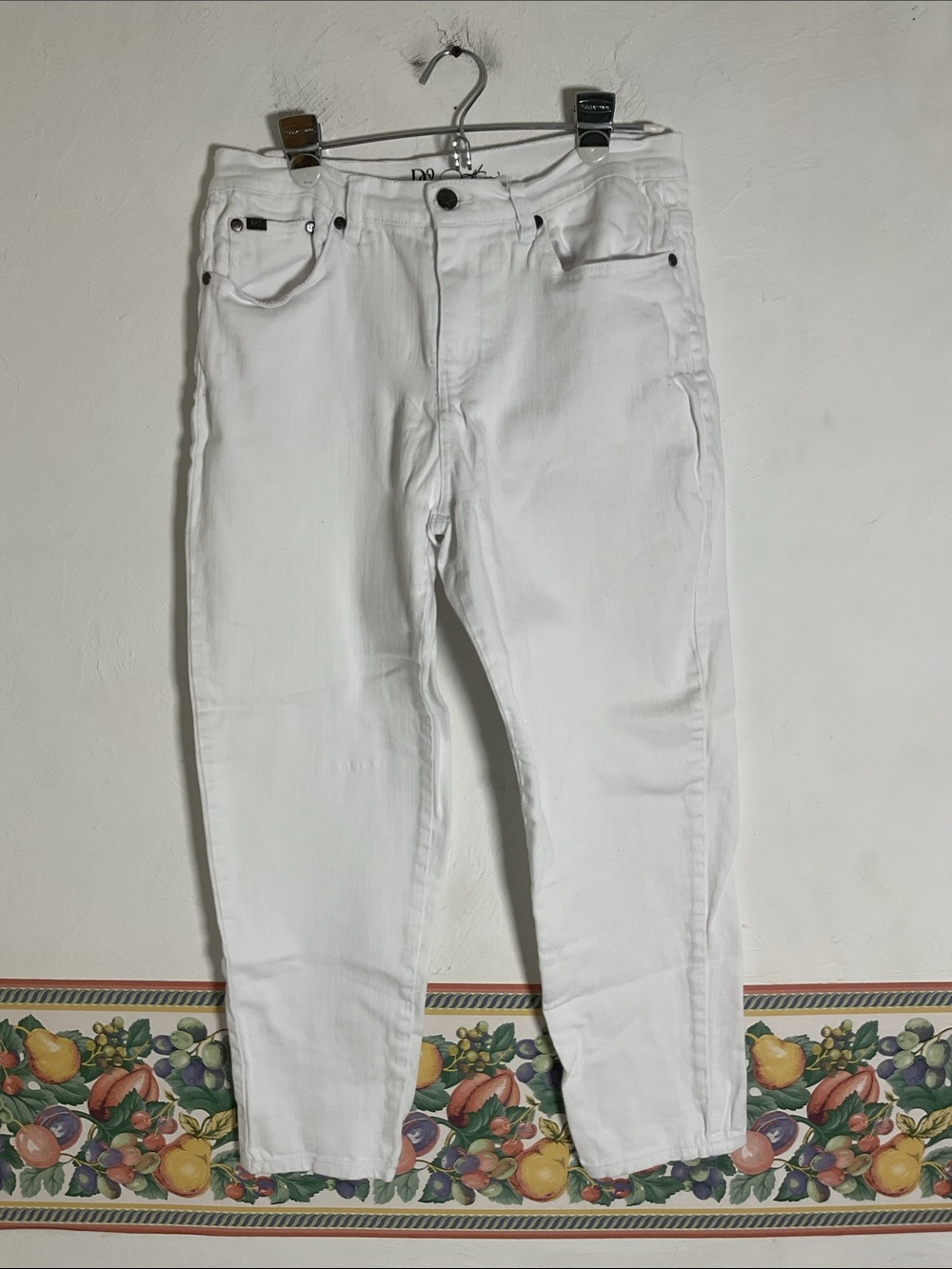 DG2 Diane Gilman White Classic Stretch Ankle Jeans Petite Size 12P High Rise